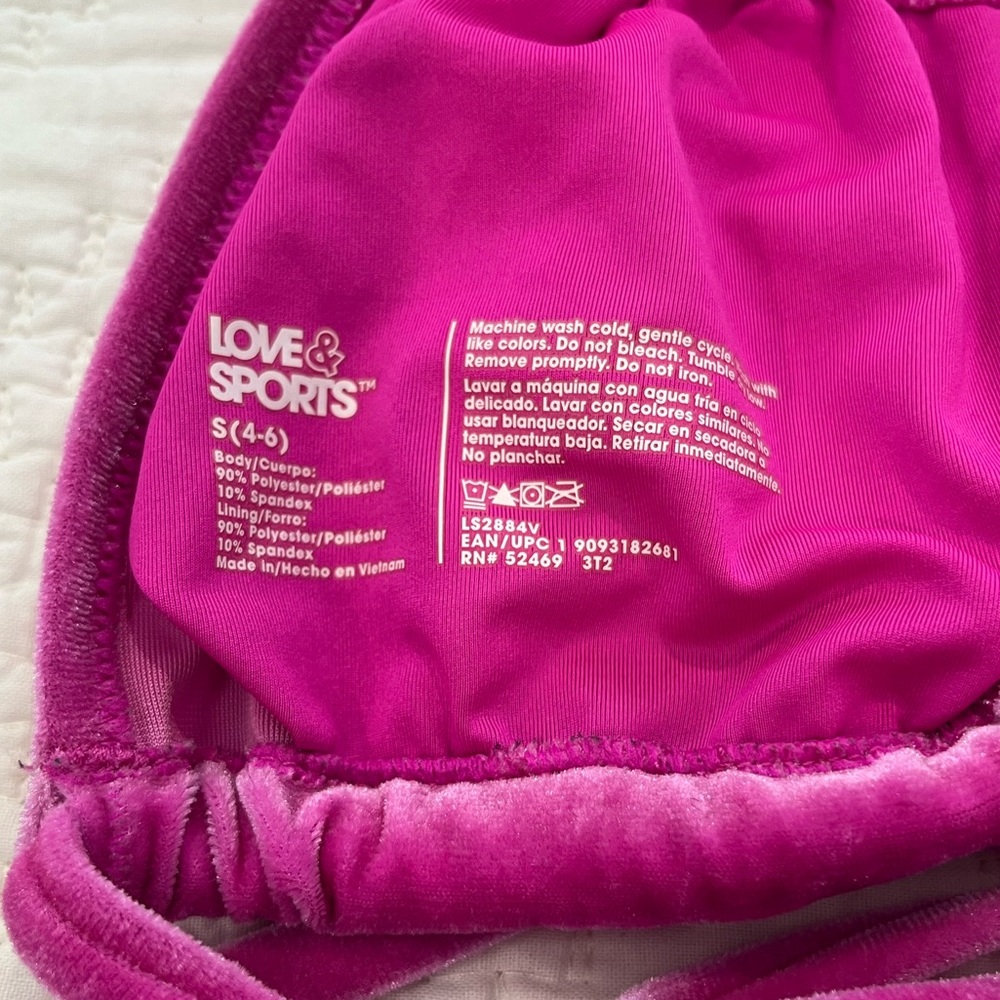Love & Sports Pink Velour String Bikini Set Sz. XS/S - Picture 6 of 6